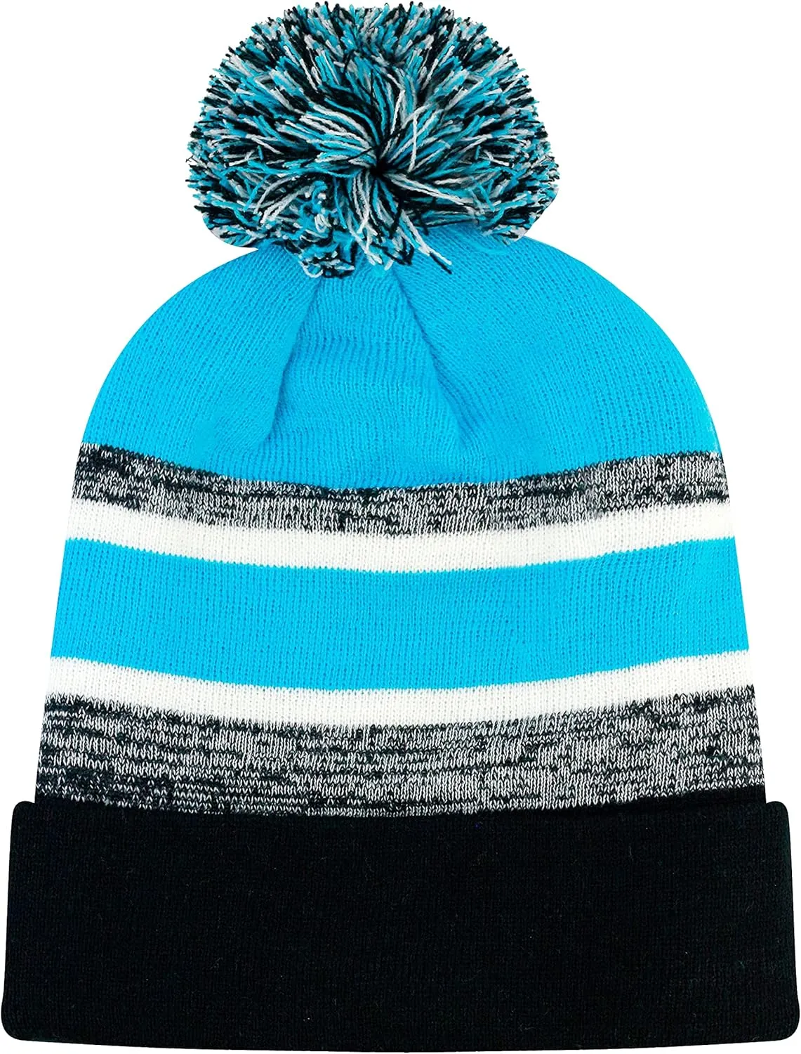 The Hat Depot Winter Beanie Soft Cuff Pom Pom Stripe Knit Skull Slouch Ski Hat