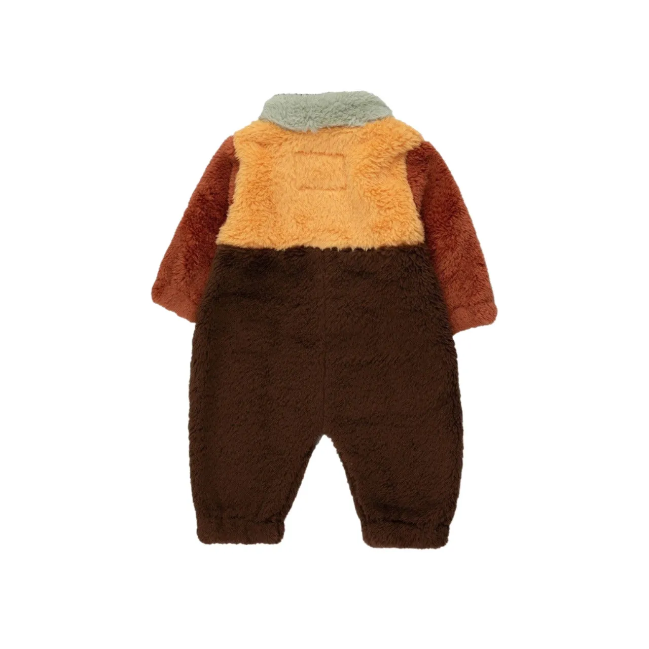 TINYCOTTONS - Color Block Polar Sherpa One-Piece - Dark Brown / Soft Yellow