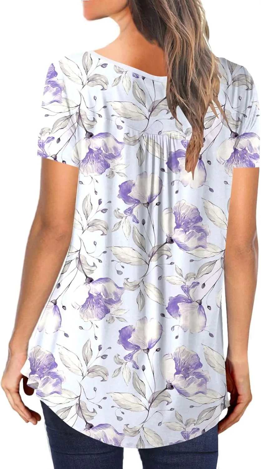 Ulovmi Plus Size Womens Tunic Tops To Wear With Leggings Summer Short Sleeve