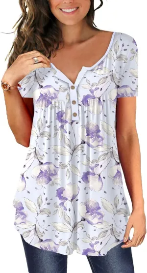 Ulovmi Plus Size Womens Tunic Tops To Wear With Leggings Summer Short Sleeve