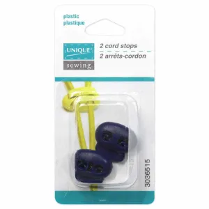 UNIQUE SEWING 2 Hole Cord Stops - Navy Blue - 2 pcs
