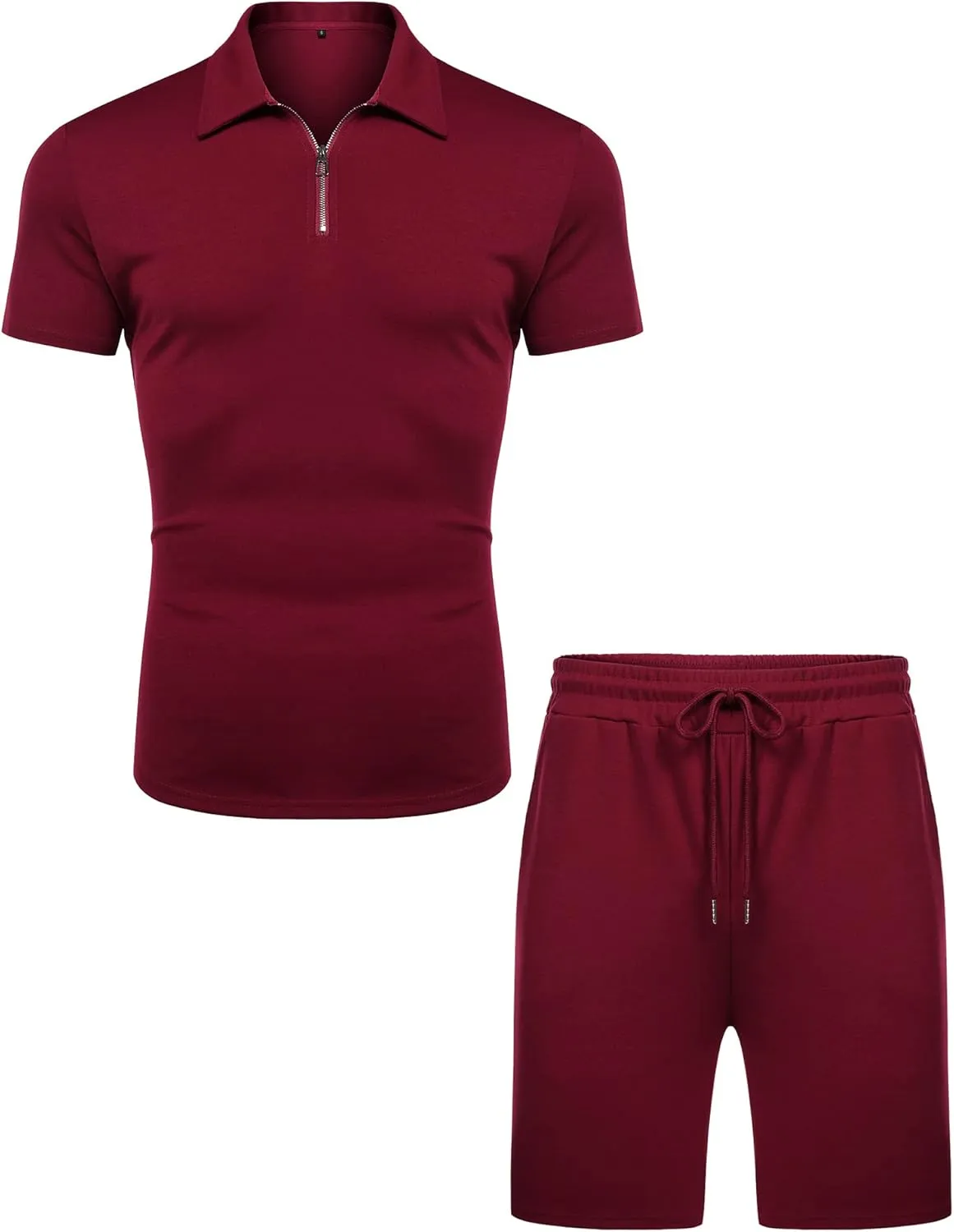 URRU Mens Short Sleeve Casual Polo Shirt and Shorts Sets Two Piece Summer Outfits Zip Polo Tracksuit Set for Men S-XXL