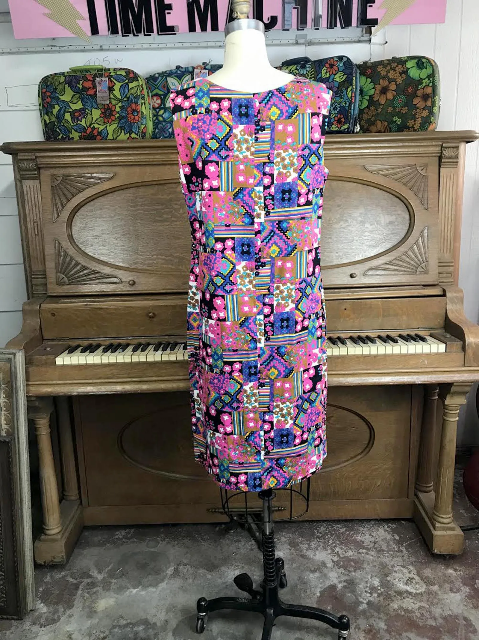 Vintage 70s | Hippie GoGo Mod Boho Dress Patchwork Psychedelic Mini Dress | M