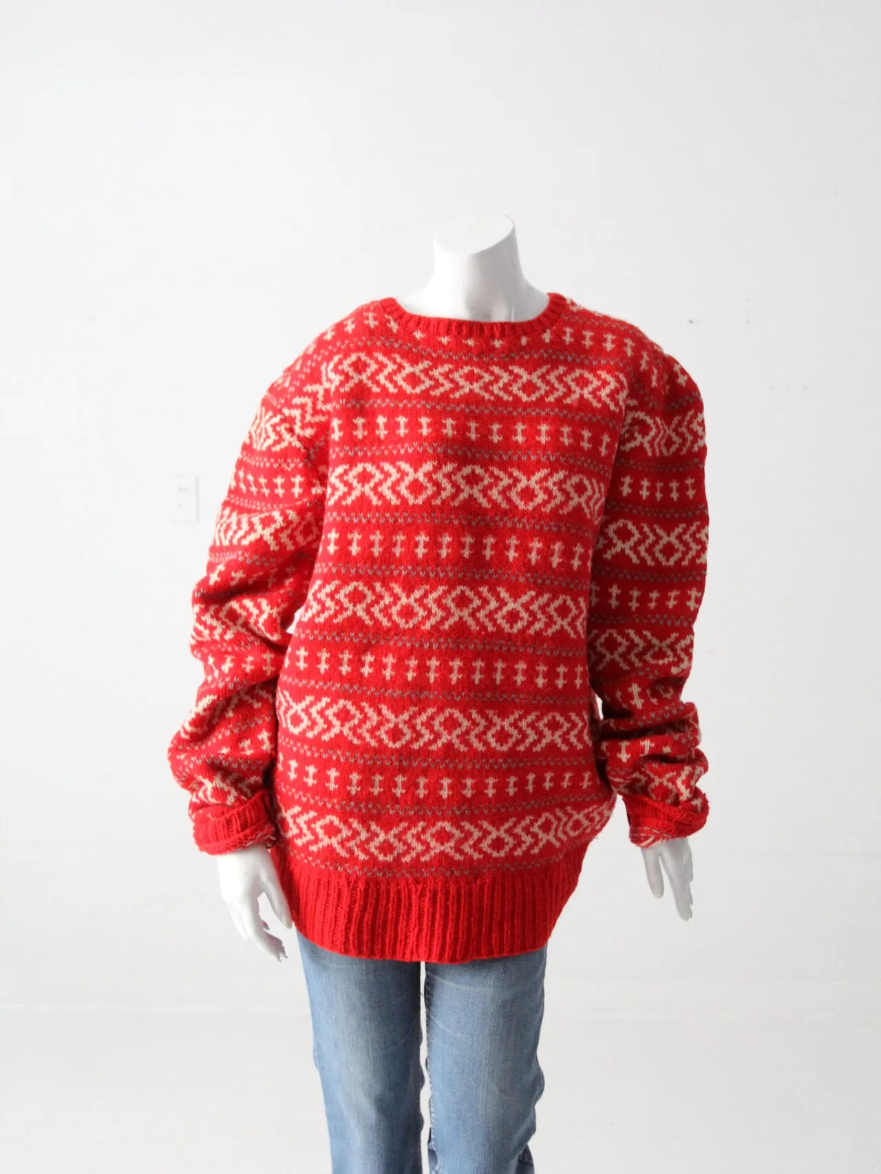vintage hand-knit fair isle sweater