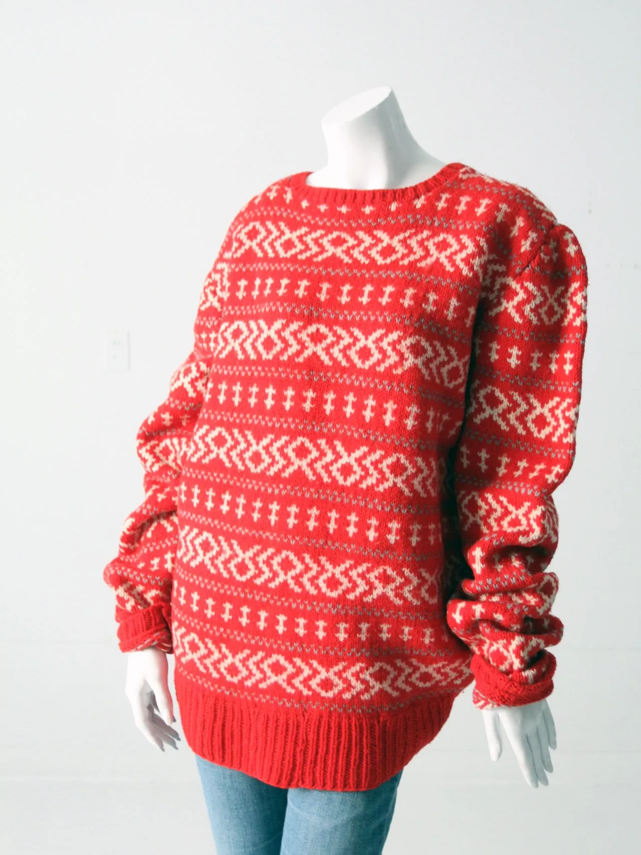 vintage hand-knit fair isle sweater