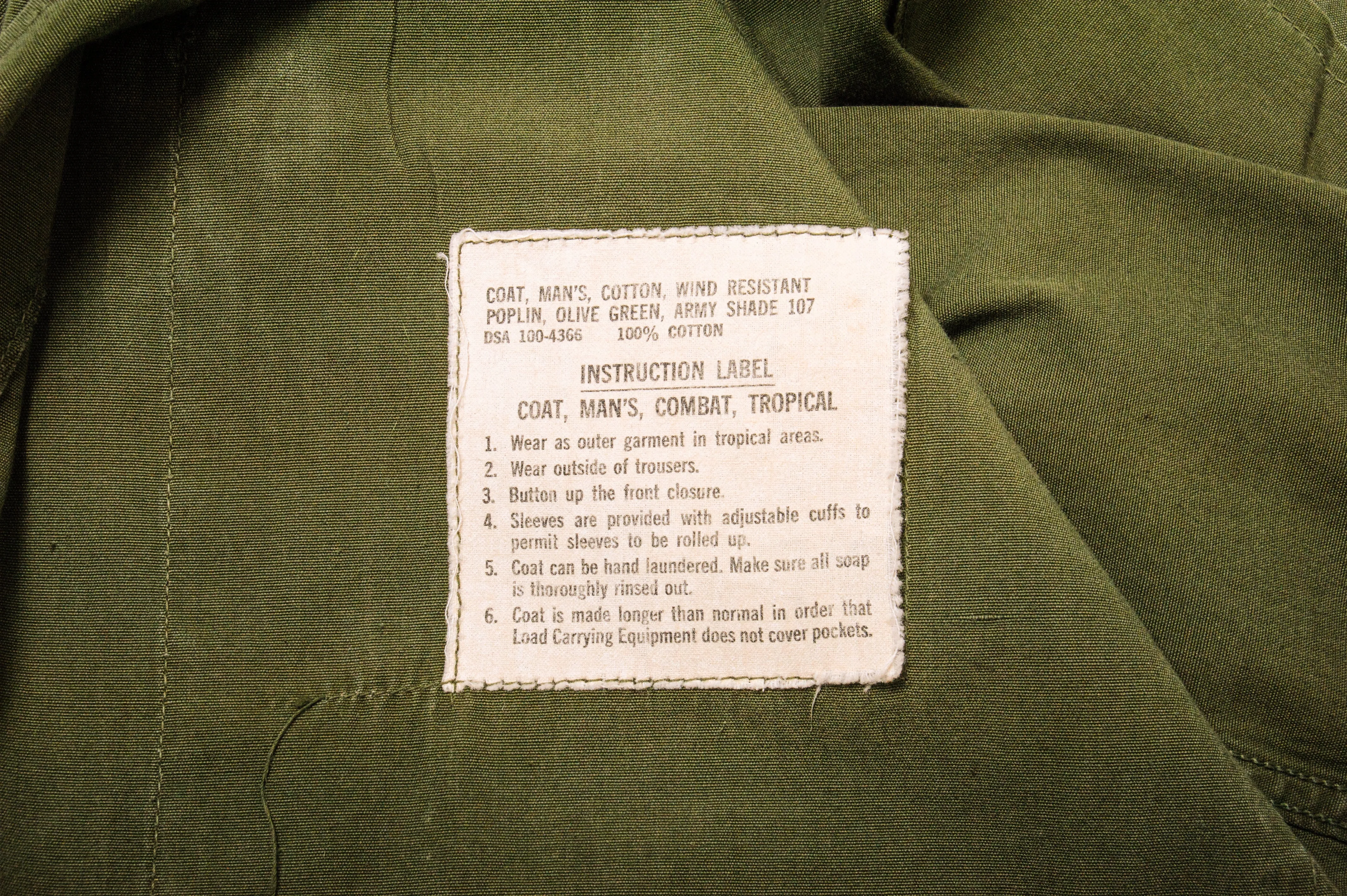 VINTAGE US ARMY TROPICAL COMBAT JACKET 3RD PATTERN 1960s VIETNAM WAR SMALL REGULAR