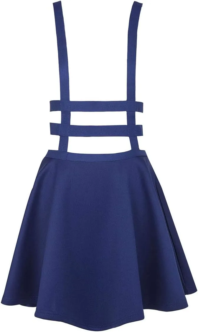Women's Braces Skirt Pleated A-Line Suspender Mini Skirt