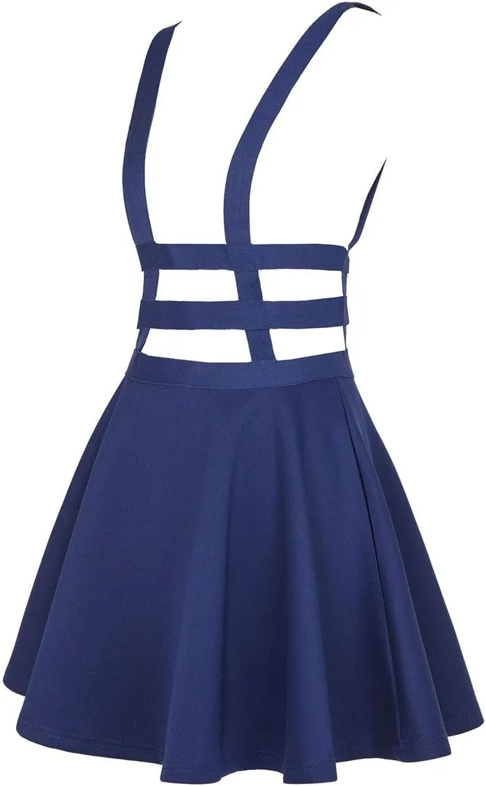 Women's Braces Skirt Pleated A-Line Suspender Mini Skirt