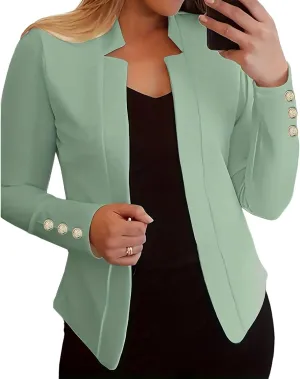 Womens Casual Long Sleeve Blazer Open Front Blazers Suit Slim Fit Cropped Work Office Blazer Jackets