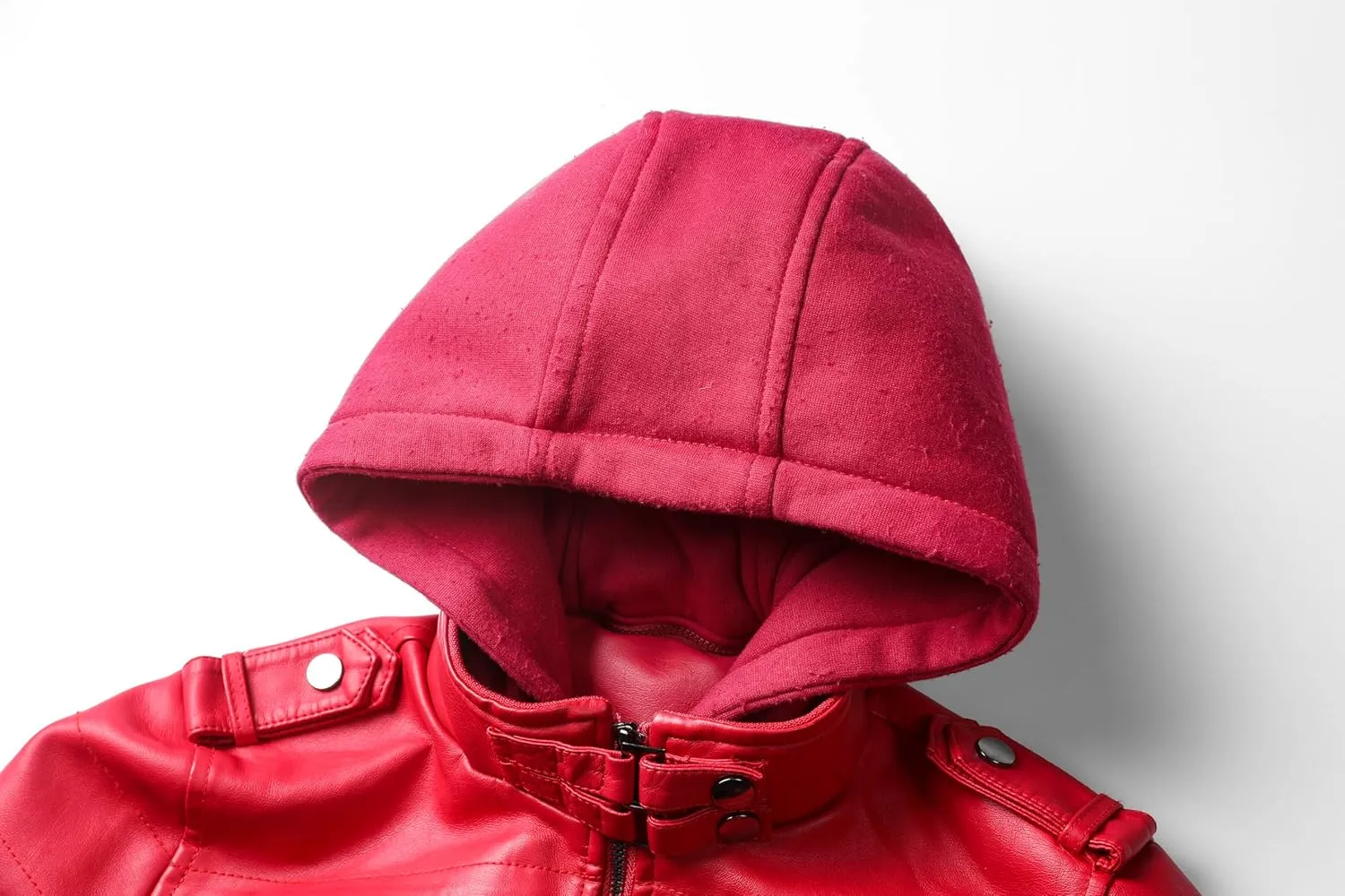 Women's Faux Leather Jacket Motorcycle Hooded Jacket Outdoor Sports Detachable Hooded Pu Leather Jacket Coat