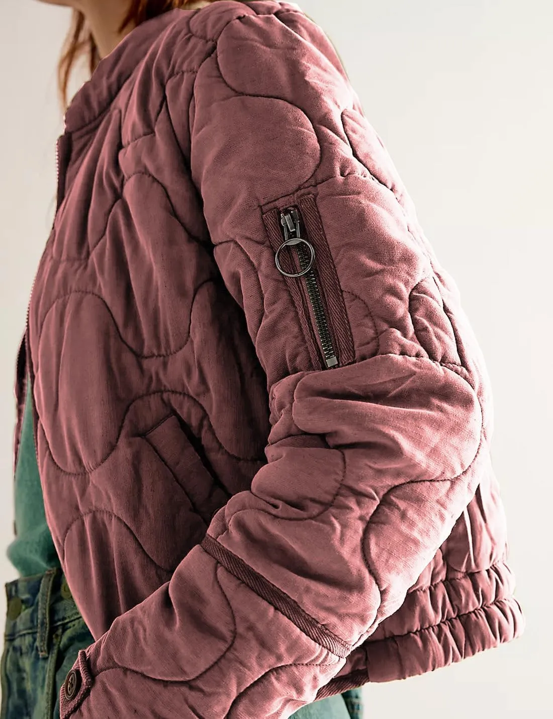 Women's Lightweight Zip Up Outerwear Coat Quilted Jacket Warm Down Puffer Jacket With Pockets
