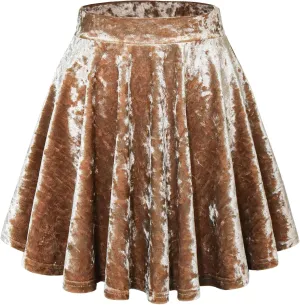 Womens Versatile A-line Crushed Velvet Mini Skirt
